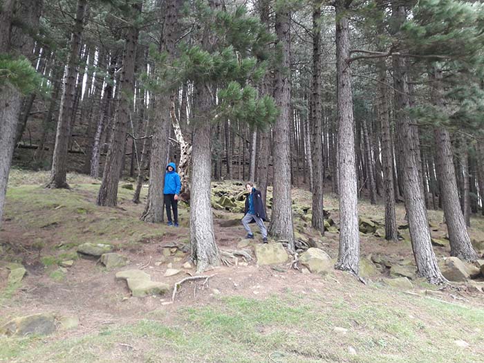 Bright Futures School - Sahil and Henry in woods at Dovestone